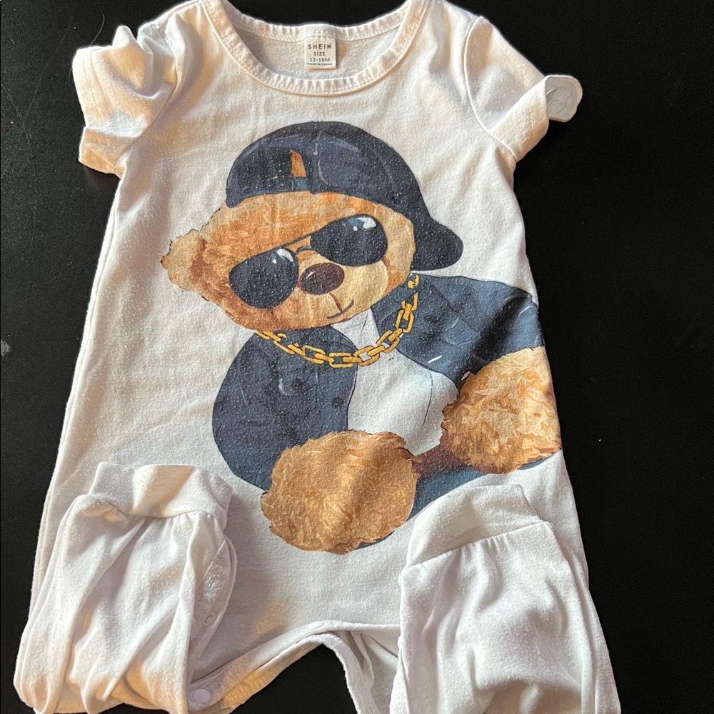 Cute White Onepiece with Bear Design